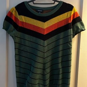 Modcloth "Nostalgic Bliss Short Sleeve Sweater" with Chevron Design, Size L
